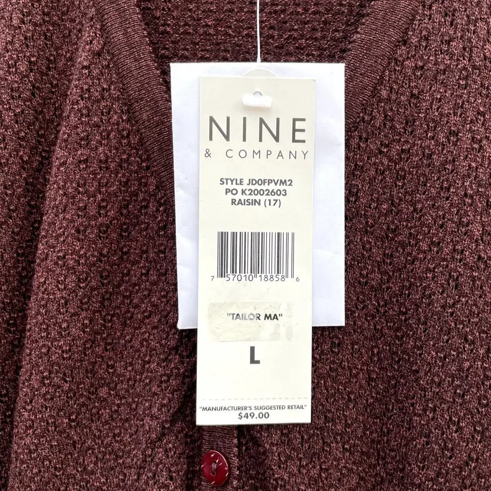 New Vintage Old Stock Nine & Co Grandpa Cardigan Raisin L Academia